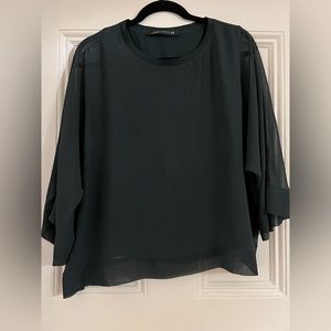 Zara chiffon evergreen blouse